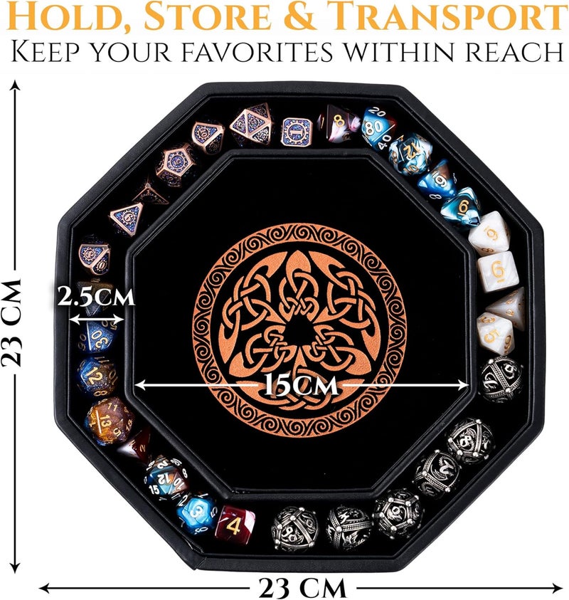 Soar Forge Dice Tray for DND and RPG - Beautiful Copper Valknut and Dragon 9 Inch Rolling Tray Compatible with Dungeons and Dragons and Tabletop RPGs - Box Storage to Protect Dice - Image 4